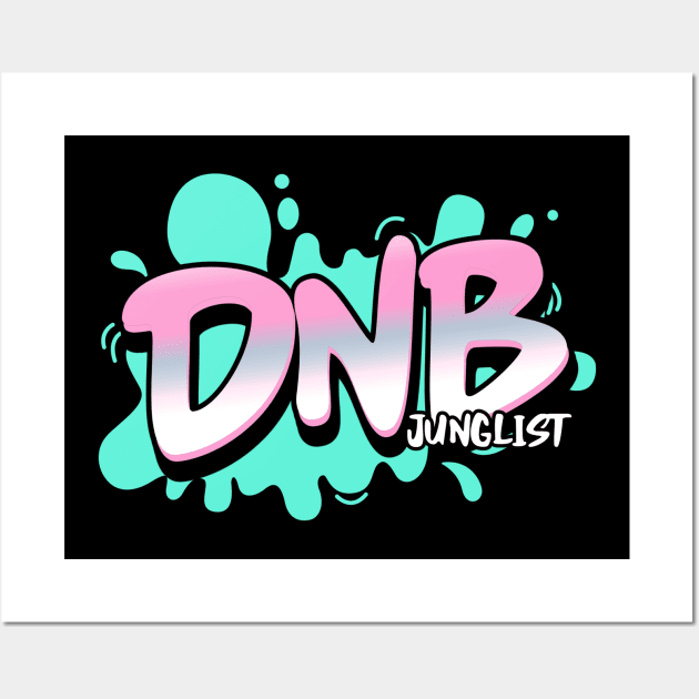 DNB - Junglist Splat (blue/black drop shadow) Wall Art by DISCOTHREADZ 